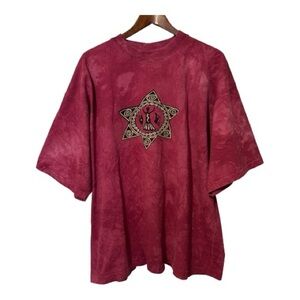 Vintage Dagoli Celebrating Women Graphic Maroon/ Pink Tie Dye Boxy T Shirt 2XL